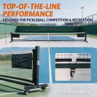 Red de Pickleball RTS PatsSport de Tubo Galvanizado Reforzado de 22 pies con Ruedas Portátiles y Tensor Ajustable para Torneos en Interiores
