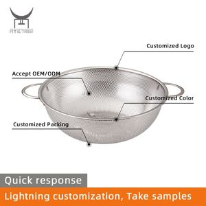 Ensemble de passoire à tamis micro-<span class=keywords><strong>perforé</strong></span> en acier inoxydable Panier d'égouttage avec double poignée Passoire à vidange rapide - Product Image 3
