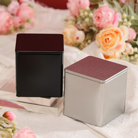 Boîte en fer 85*85mm en forme de cube, 100ml 200ml, personnalisable, couleur unie, pour thé, cadeaux de mariage, bonbons, café en grains, biscuits