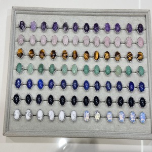 Pierre de cristal naturel pierre précieuse classique plaqué platine forme mixte anneau fait à la main conception réglable cadeau parfait femmes mode - Product Image 5