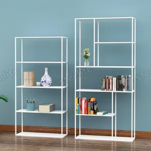 4 TIER DISPLAY/BOOK/STORAGE SHELF UNIT WHITE/BLACK/GOLD bookcases