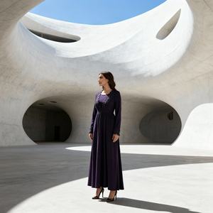 Robe Abaya en polyester de couleur unie de luxe pour femmes musulmanes, design élégant personnalisable, tissu de haute qualité - Product Image 3