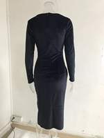 Robe longue élégante sans manches en maille noire ornée de cristaux, avec fente haute, col rond, taille naturelle, vintage, moulante, pour tous les jours