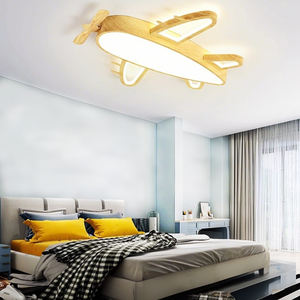 Plafonnier en forme d'avion en bois pour chambre d'enfant 44W 86W 48cm 66cm Luminaire domestique LED Protection des yeux Lumière de chambre à coucher - Product Image 1