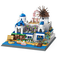 Set de 1372 Piezas de Bloques de Construcción Geométricos Estilo MOC, Estética Costera, Arquitectura
