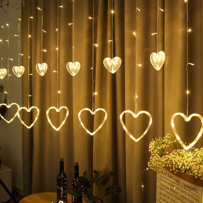 New Style Hanging fair y Window Led Light Valentine's Day String Light Heart Curtain Light