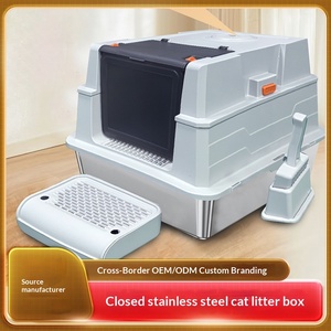 Paslanmaz Çelik Kedi Tuvaleti Ekstra Büyük Tamamen Kapalı Yükseltilmiş Sıçrama Önleyici Ayrılabilir Kolay Temizlenen Kedi Tuvaleti - Product Image 2