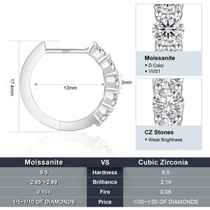 Envío Gratis, Pendientes de Aro con Diamantes Moissanite VVS de 2ct y 1ct, Hipoalergénicos, Plata S925, Chapados en Oro de 14K, para Mujeres y Hombres - Product Image 3