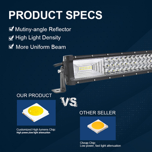 Barre lumineuse <span class=keywords><strong>LED</strong></span> incurvée de 52 pouces, 675W, 12-24V, éclairage de travail, 3 rangées de <span class=keywords><strong>LED</strong></span> droites, éclairage de conduite, 4x4, camion, VTT, toit de voiture, tout-terrain - Product Image 4
