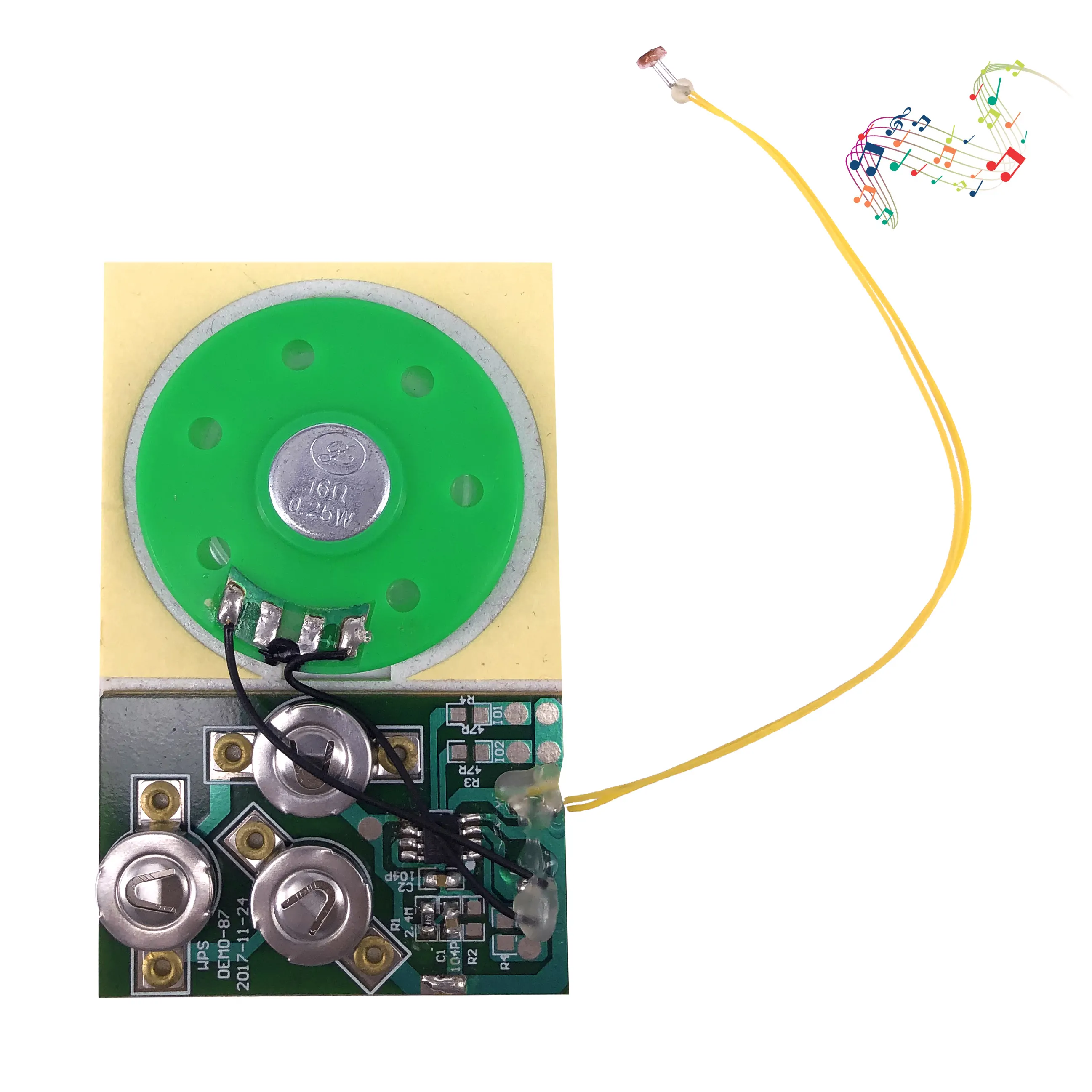 light sensor music chip light sensitive sound module for music box/paper bag