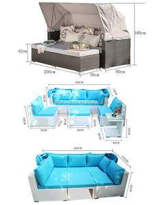 Canapé-<span class=keywords><strong>lit</strong></span> confort avec auvent plateau extérieur 6 places canapé <span class=keywords><strong>carré</strong></span> parasol <span class=keywords><strong>parapluie</strong></span> Table basse canapé coussin Relax ensemble de meubles - Product Image 6