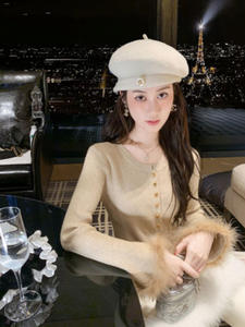 Maglione Coreano 2026 con Patchwork e <span class=keywords><strong>Piume</strong></span>, Maniche Lunghe, <span class=keywords><strong>Maglia</strong></span> Aderente Tinta Unita - Product Image 5