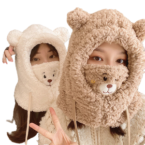 Gorro de Invierno con Orejeras y Bufanda Integradas, Impermeable, para Adultos, Unisex, Tejido, Cálido - Product Image 1