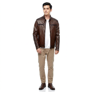 Custom Design New Causal Coated Stand Collar Vintage <b>Jacket</b> for <b>Men</b> Breathable Autumn <b>Warm</b> Nylon/Cotton Shell Front - Product Image 1