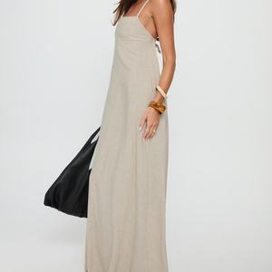 Vestido Largo Informal de Lino 100% para Mujer, Estilo Verano, Sin Espalda, Diseño OEM - Product Image 4