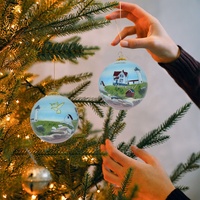 Ornement de Noël en verre soufflé peint à la main personnalisé boîte cadeau de décoration d'arbre boule de Noël peinte à la main à l'intérieur