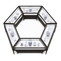 Vitrine de présentation de bijoux sur pied sur mesure en gros, en contreplaqué avec verre trempé et éclairage LED pour bijouterie