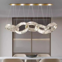 JYLIGHTING Lustre suspendu personnalisé de luxe pour villa, salle à manger, salon, moderne, en cristal, anneau LED, luminaire suspendu au plafond