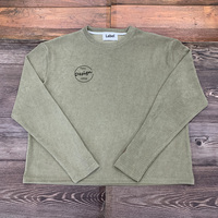 Pull ras du cou côtelé à logo brodé sur mesure Vente en gros 400 GSM Vintage Boxy Sweat-shirt ras du cou pour hommes