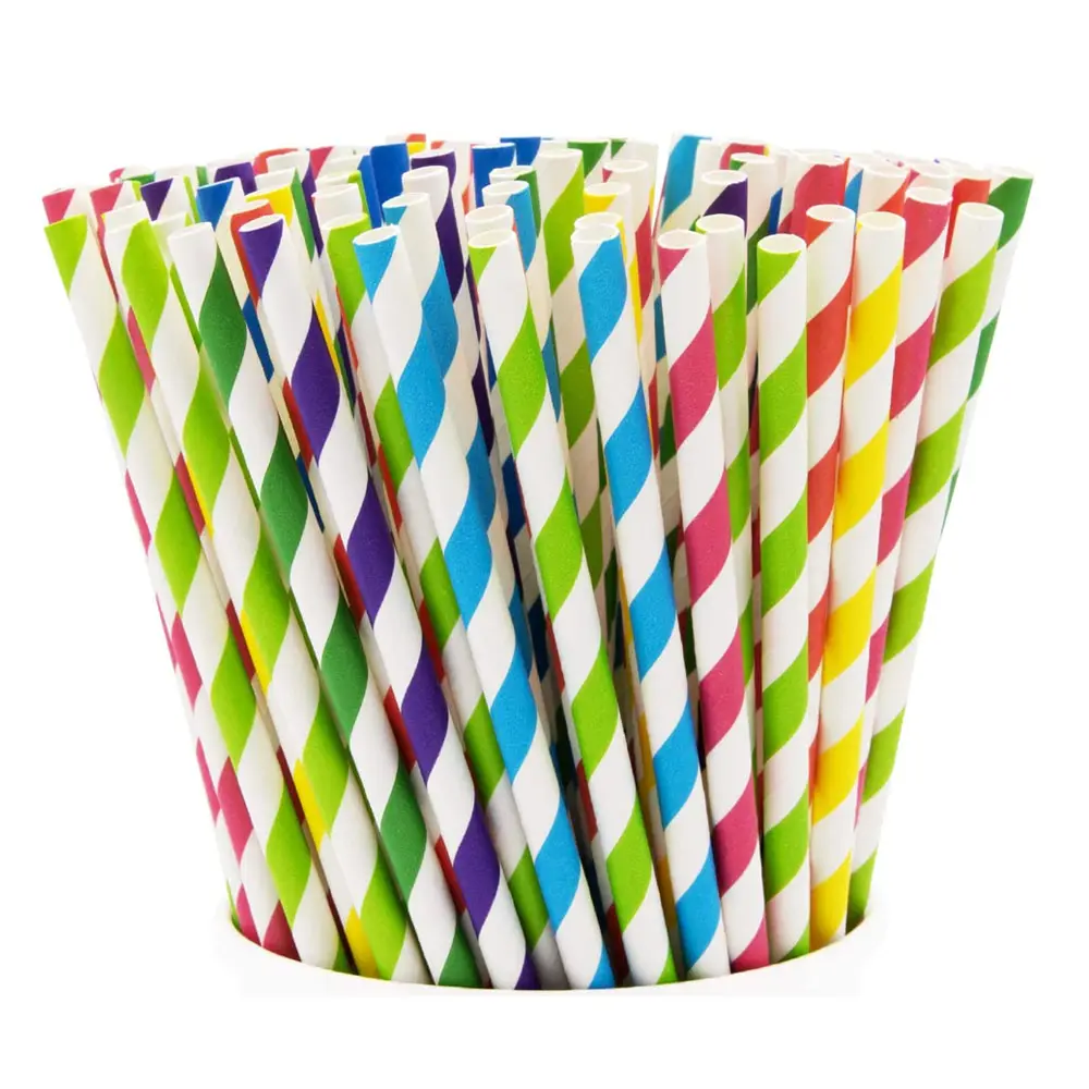 Eco Friendly Disposable Straw Wrapping Paper White Paper Straws Kraft Paper Straw