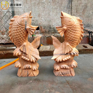 Fuente de agua para jardín con diseño de carpa tallada en piedra Jiahua, estilo asiático, adorno duradero. - Product Image 3