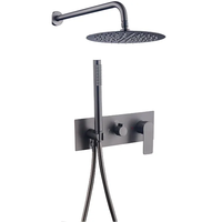 Ensemble de robinetterie thermostatique en laiton pour douche, avec pommeau rond à double poignée et 2 fonctions (pluie et massage), pour système de salle de bain contemporain