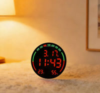 Horloge murale numérique LED RGB avec télécommande, affichage du calendrier, de la température et de l'humidité, horloges murales avec alarmes, veilleuse