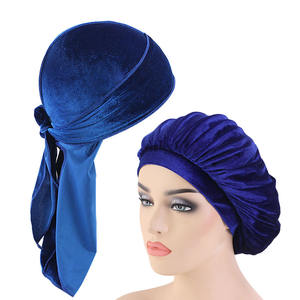 Offre Spéciale 2 pièces/ensemble velours hommes Durags et Bonnets casquettes de sommeil <span class=keywords><strong>Bonnet</strong></span> pour femmes TJM-414A/05B1 - Product Image 2