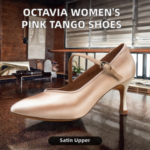 Scarpe da <span class=keywords><strong>Tango</strong></span>/Flamenco Baifa Danzo per <span class=keywords><strong>Donna</strong></span>, Rosa Chiaro, Pieghevoli, Suola Divisa, Tomaia in Raso, Suola Esterna in Vera Pelle, Cotone - Product Image 2