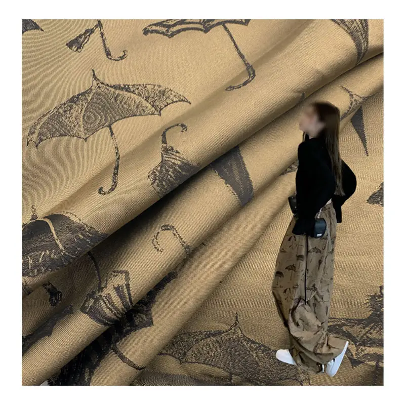 Umbrella pattern fabric 66%Polyester 34%Viscos heavyweight fabric Women's pants fabric