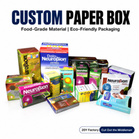 Boîte en papier personnalisée avec logo d'usine, impression de boîte pliante, emballage alimentaire, boîte en papier de qualité alimentaire pour compléments alimentaires, vitamines, cosmétiques, cadeaux