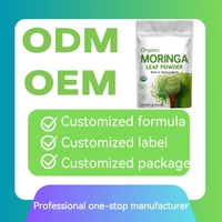 Bubuk daun Moringa organik teh Moringa Vegan untuk dukungan antioksidan dan meningkatkan kebugaran fisik