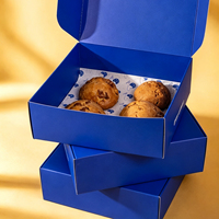 Boîtes à pâtisserie personnalisées en gros, boîtes à gâteaux bleus, boîtes d'emballage pour biscuits, boîte à biscuits bleue de Noël avec logo pour les petites entreprises
