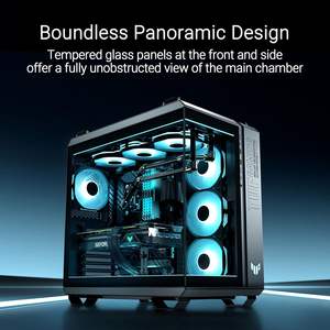 Boîtier PC TUF Gaming GT502 Horizon ATX Mid Tower Noir avec double chambre pour refroidissement air/eau et panneau en verre trempé - Product Image 5