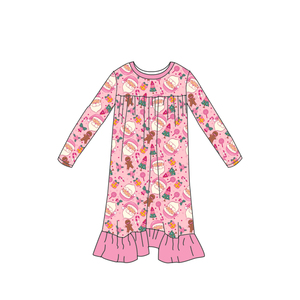 Natale su misura Babbo Natale bambini pigiama pigiama bambini con volant vestito a <span class=keywords><strong>manica</strong></span> <span class=keywords><strong>lunga</strong></span> in bambù <span class=keywords><strong>da</strong></span> <span class=keywords><strong>bambina</strong></span> <span class=keywords><strong>camicia</strong></span> <span class=keywords><strong>da</strong></span> <span class=keywords><strong>notte</strong></span> per bambini - Product Image 1