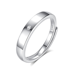 Anillos Ajustables con Circonitas, Diseño Simple, Venta al por Mayor, para Mujer y Hombre, Plata de Ley 925, Chapado en Oro Blanco, Joyería para Parejas - Product Image 5