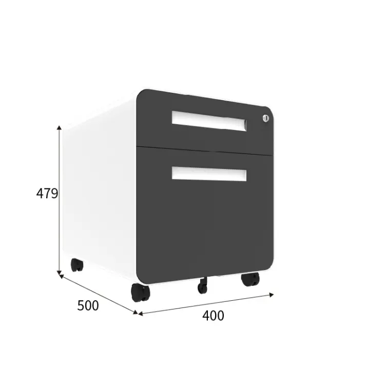 Penggunaan kantor di bawah meja komputer untuk arsip dua laci Arc kabinet dapat bergerak A4 kertas kabinet besi dengan kunci