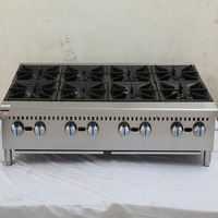 Cuisinière à gaz commerciale de table à 8 brûleurs robuste pour restaurant et restauration pour camion de nourriture