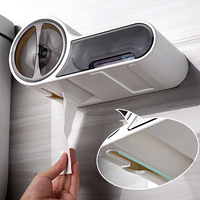 Porte-rouleau de papier toilette mural étanche sans perçage avec étagère et rangement, en plastique pour salle de bain domestique