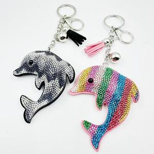 Vendita Transfrontaliera: Grazioso Portachiavi a Forma di Delfino, Stile Coreano alla Moda, in Lega di Zinco con Strass, Modello DANSHUN A4 - Product Image 1