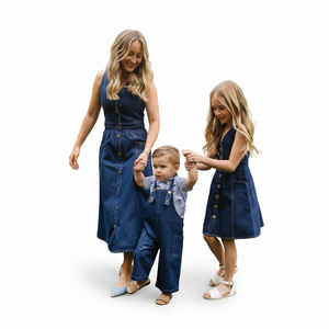 Salopette en jean bleu foncé personnalisée pour tout-petits garçons, bretelles réglables, salopette longue <span class=keywords><strong>avec</strong></span> poches latérales pour enfants garçons - Product Image 1