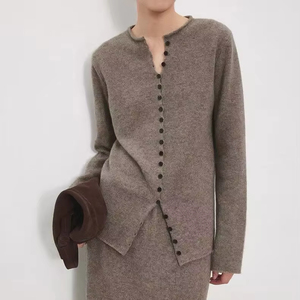 <span class=keywords><strong>Cardigan</strong></span> in maglia di lana arricciata a fila singola Multi-fibbia, maglione dimagrante Versatile autunno e inverno - Product Image 1