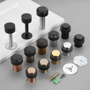 Thiết kế hiện đại 46mm 60mm 80mm Chiều cao tầng hình trụ cửa thép không gỉ Stopper với cao su màu đen cửa dừng - Product Image 6