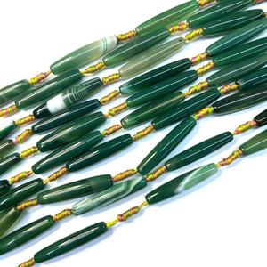 Cuentas de Ágata Verde Rayada en Forma de Tubo Largo, Accesorio de Joyería de Piedra, Venta al por Mayor para la Colección de Accesorios del Noreste - Product Image 5