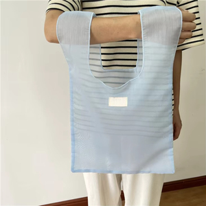Bolsa de Compras de Organza Personalizada y Encriptada, Bolsa de Mano Transparente y Bonita, Bolsa de Organza Tipo Chaleco, Embalaje de Regalo con Logotipo y Etiqueta Tejida - Product Image 4