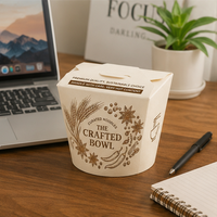 Boîte à nouilles 16oz 26oz, boîte à emporter chinoise en papier blanc de qualité alimentaire, étanche, avec couvercle pliable, logo personnalisé