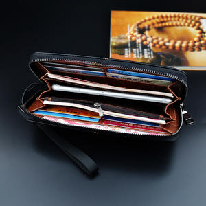 DAIQISI nuovo stile lungo in pelle PU portafoglio <span class=keywords><strong>pochette</strong></span> con cerniera per gli uomini con cinturino con manico, maschio cucita colori borsa del telefono cellulare - Product Image 3