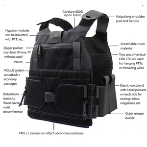 เสื้อเกราะยุทธวิธีแบบปลดเร็ว Molle <span class=keywords><strong>Plate</strong></span> <span class=keywords><strong>Carrier</strong></span> สำหรับกิจกรรมกลางแจ้ง ล่าสัตว์ เกม CS และเพ้นท์บอล - Product Image 2