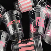 Vasos de PET Transparentes Impresos Personalizados de 8oz a 32oz, Vasos Desechables de Pared Simple para Café Helado, Smoothies y Bebidas Frías