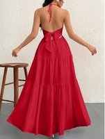 Fabrication ODM, robe de mode pour femmes, robe d'été Oem personnalisée, robe longue rouge de haute qualité sexy et décontractée pour la plage, robe longue pour femmes